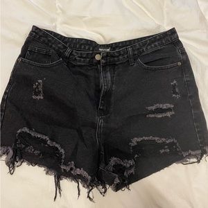 pretty little thing UK 16 black denim shorts